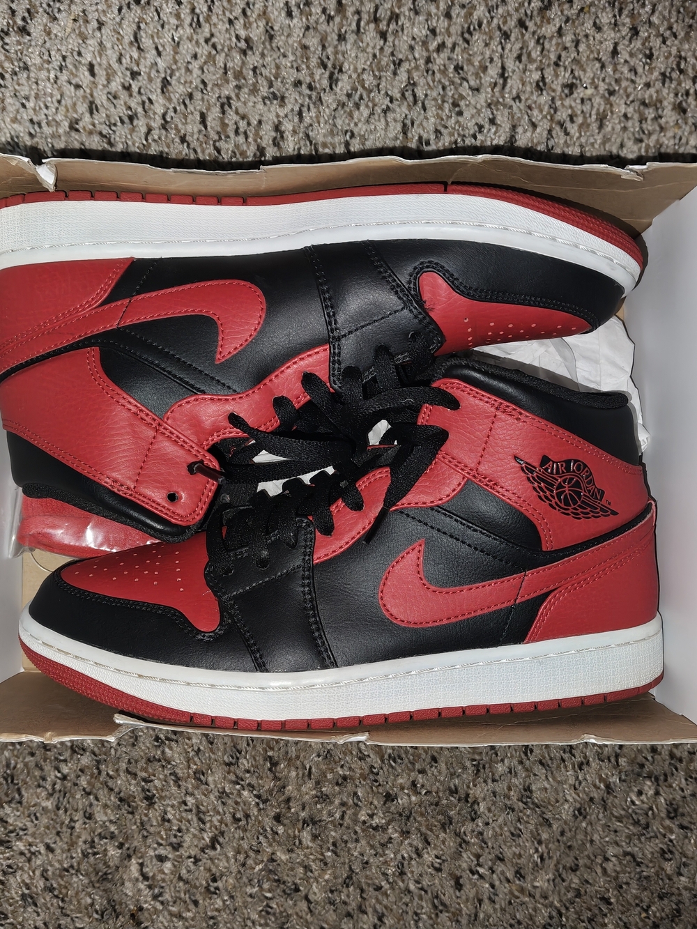 Nike Air Jordan 1 Mid - Black/Red Men's Sneaker